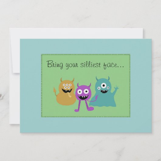 Kute Monster Party Invitation Kaart (Voorkant)