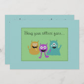 Kute Monster Party Invitation Kaart (Voorkant / Achterkant)