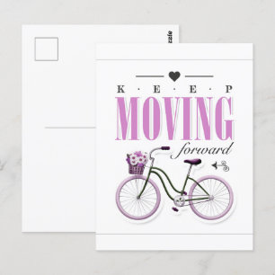 Kute Motivatie Blijf vooruit met fiets Briefkaart