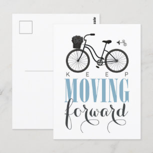 Kute Motivatie Blijf vooruit met fiets Briefkaart