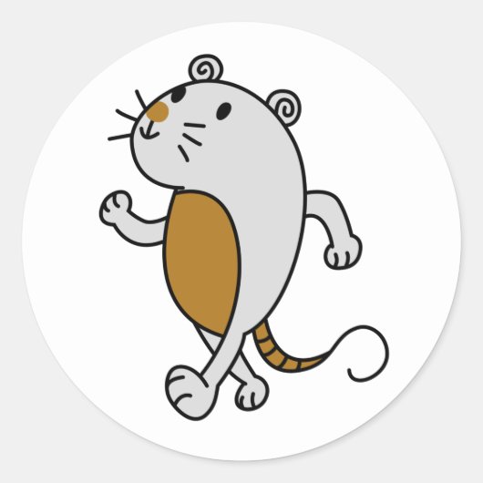 Kute mouse ronde sticker (Voorkant)