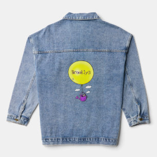 Kute muis in watering kan met ballon cartoon denim jacket