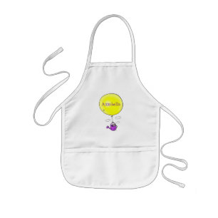 Kute muis in watering kan met ballon cartoon kinder schort