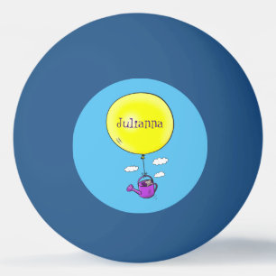 Kute muis in watering kan met ballon cartoon pingpongballen