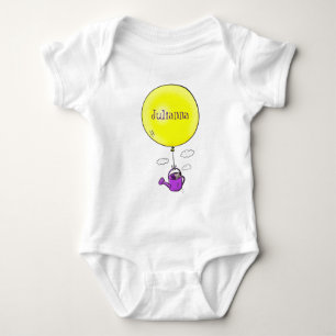 Kute muis in watering kan met ballon cartoon romper