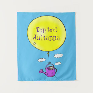 Kute muis in watering kan met ballon cartoon wandkleed