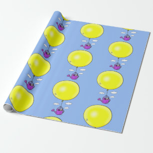 Kute muis met ballon cartoon illustratie cadeaupapier