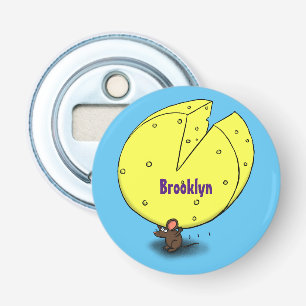 Kute muis met kaasillustratie cartoon button flesopener