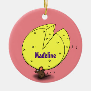 Kute muis met kaasillustratie cartoon keramisch ornament