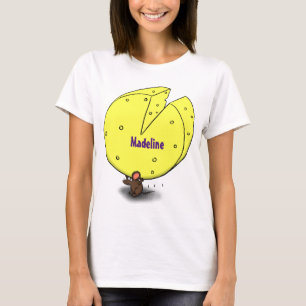 Kute muis met kaasillustratie cartoon t-shirt