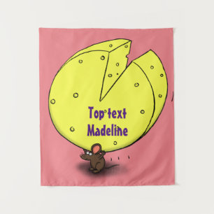 Kute muis met kaasillustratie cartoon wandkleed