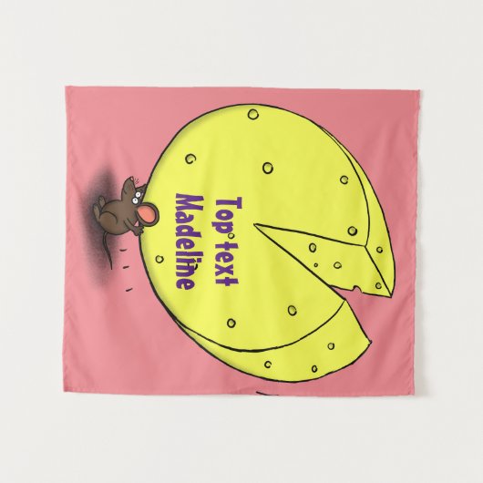 Kute muis met kaasillustratie cartoon wandkleed (Voorkant (horizontaal))
