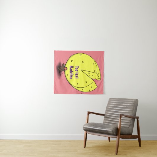 Kute muis met kaasillustratie cartoon wandkleed (In Situ (horizontaal))