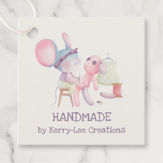 Kute muis naaigarft handgemaakt bedankjes labels (Voorkant)