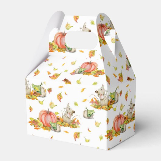 Kute muis, pompoenen en kleurrijke herfsten bedankdoosjes (Voorkant Zijde)