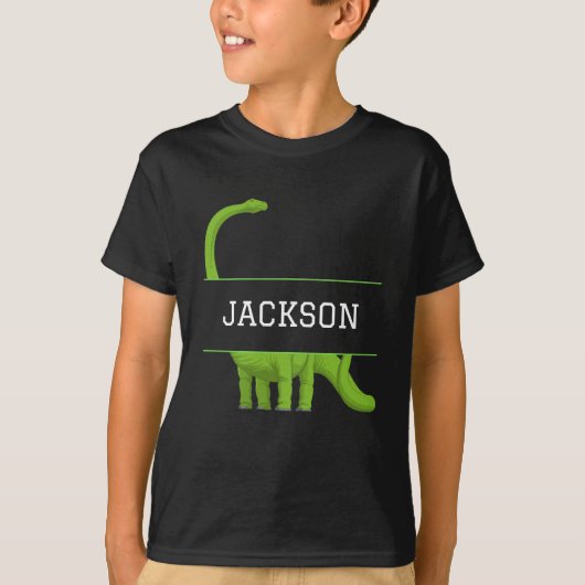 Kute name Persoonlijke Kinderen Dinosaur Black T-shirt (Voorkant)