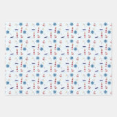 Kute Nautical Blue en Red Sailing Pattern Inpakpapier Vel (Voorkant)