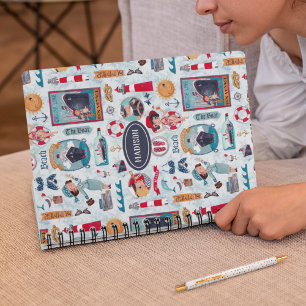 Kute Nautical blue oceaangarelpatroon Notitieboek