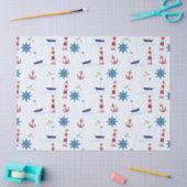 Kute Nautical Lighthouse Ship and Zee Gull Blue Tissuepapier (Craft)