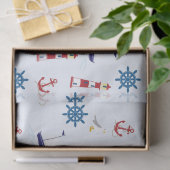 Kute Nautical Lighthouse Ship and Zee Gull Blue Tissuepapier (Geschenk)