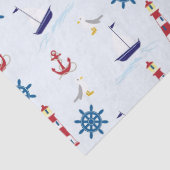 Kute Nautical Lighthouse Ship and Zee Gull Blue Tissuepapier (Detail)