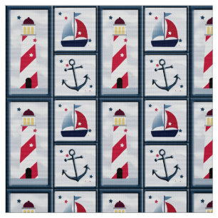 Kute Nautical Sailboat Lighthouse Anchor Stof