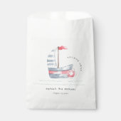 Kute Nautical Soft Red Blue Sailboat Kids Birthday Bedankzakje (Voorkant)