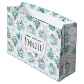 Kute Nautical Whales Waterverf Pattern Birthday Groot Cadeauzakje (Achterkant Gekanteld)