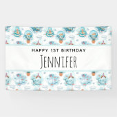 Kute Nautical Whales Waterverf Pattern Birthday Spandoek (Horizontaal)