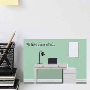 Kute New Kantoor Address Change Green Desk Moving Aankondiging