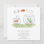 Kute New Place Goldfish Bowl Moving Announement Aankondiging (Voorkant)