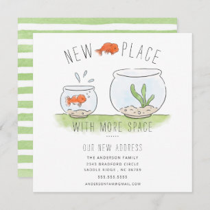 Kute New Place Goldfish Bowl Moving Announement Aankondiging