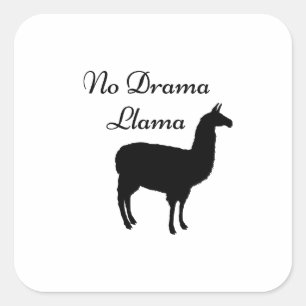 Kute No Drama Llama Meme Black White Quote Vierkante Sticker