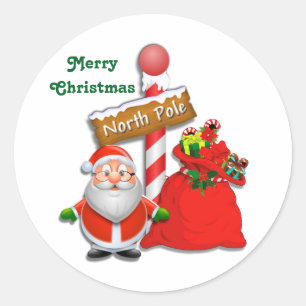 Kute North Pole Santa Custom Color Stickers