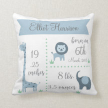 Kute Oerwoud Animals Baby Boy Announge Pillow