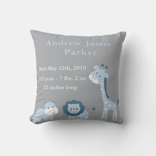 Kute Oerwoud Animals Baby Boy Announge Pillow Kussen (Voorkant)