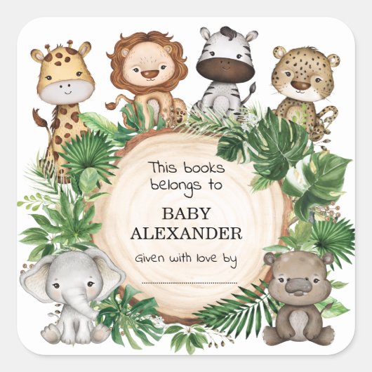 Kute Oerwoud Animals Baby shower Bookplate Labels (Voorkant)