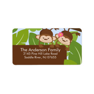 Kute Oerwoud Twins Monkey Lijst Address Label