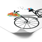 Kute Old Fashioned Bicycle Flowers and Bird Poster (Hoek)