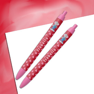 Kute olifant en harten kind rode en roze pen