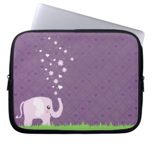Kute olifant in girale roze en paars laptop sleeve