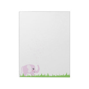 Kute olifant in girale roze en paars notitieblok