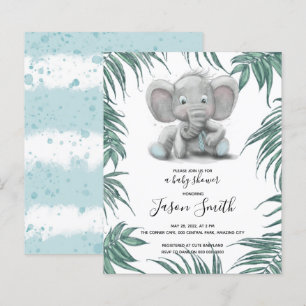 Kute olifant jongen met bladeren voor jongen baby 