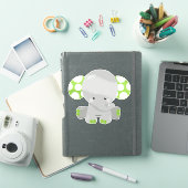Kute olifant, kleine olifant - groene grijs sticker (iPad Cover)