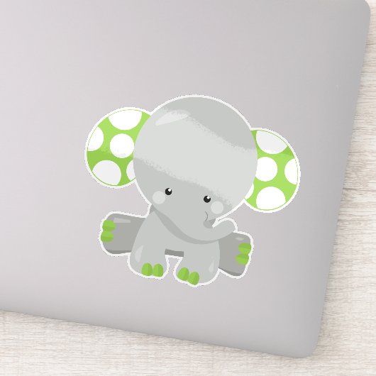 Kute olifant, kleine olifant - groene grijs sticker (Detail)