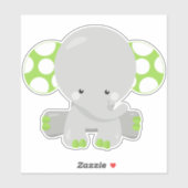 Kute olifant, kleine olifant - groene grijs sticker (Vel)