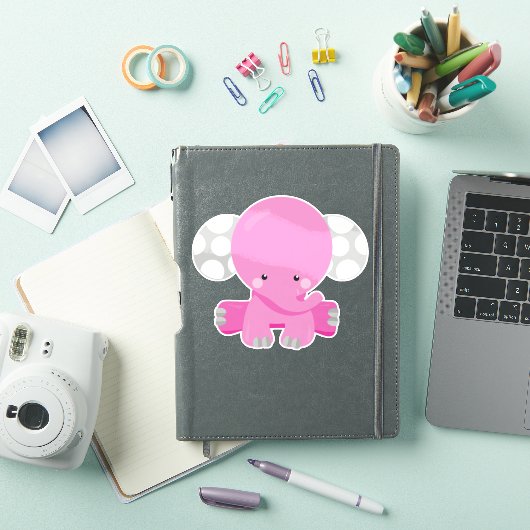 Kute olifant, kleine olifant, roze olifant sticker (iPad Cover)