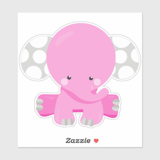 Kute olifant, kleine olifant, roze olifant sticker (Vel)