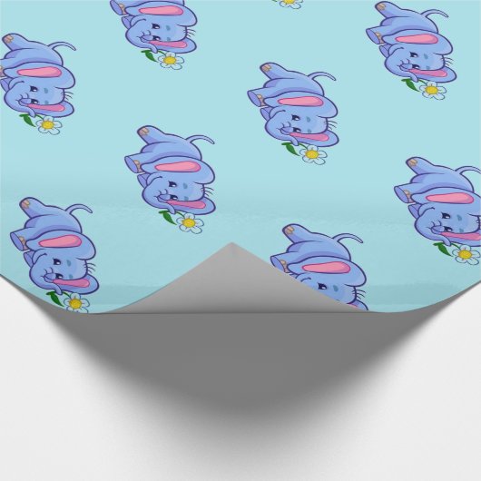 Kute olifant met bloeiend Oerwoud Dierlijke Kinder Cadeaupapier (Hoek)