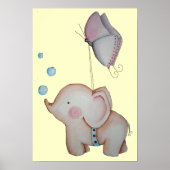 Kute olifant met Poster van de vlinder (Voorkant)